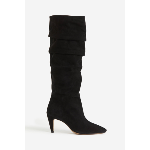 H&M Suede Knee-high Heeled Boots