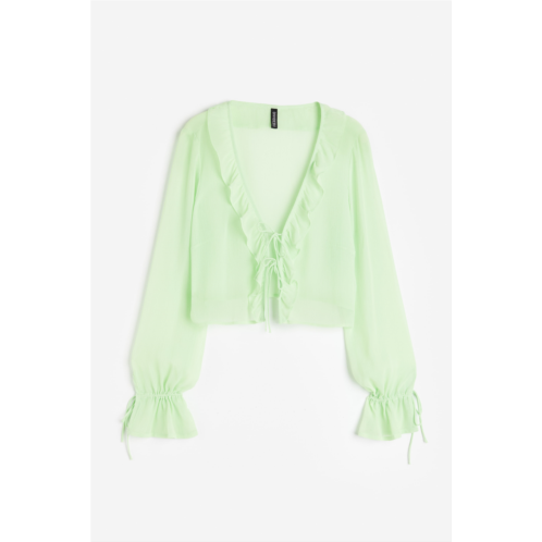 H&M Ruffle-trimmed Creped Blouse