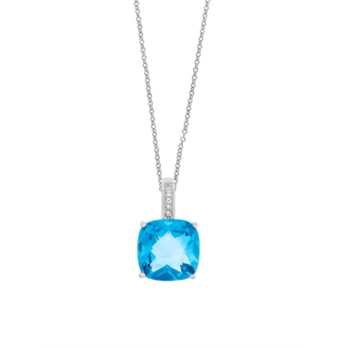 Effy December Blue Topaz & Diamond 14K White Gold Pendant Necklace