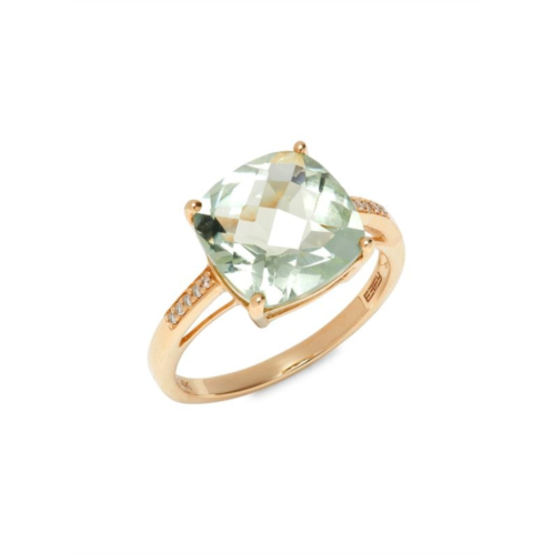 Effy August 14K Yellow Gold, Green Amethyst & Diamond Ring