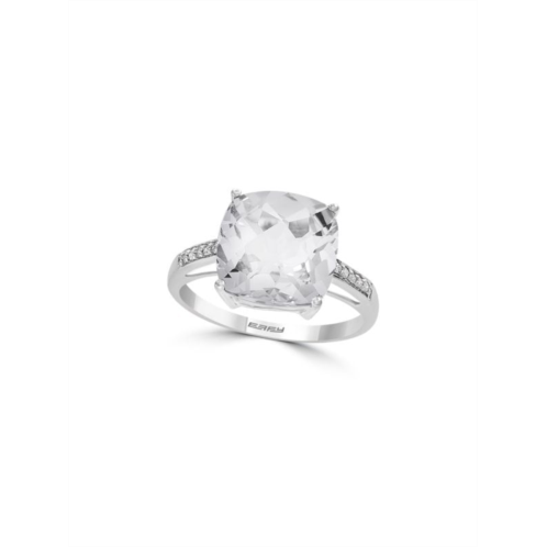 Effy April 14K White Gold, White Topaz & Diamond Solitaire Ring