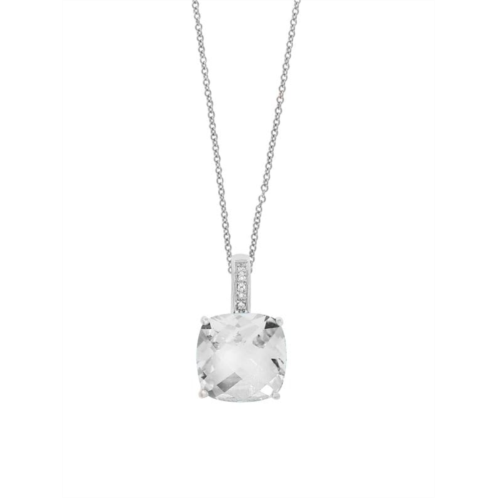 Effy April 14K White Gold, White Topaz & Diamond Pendant Necklace