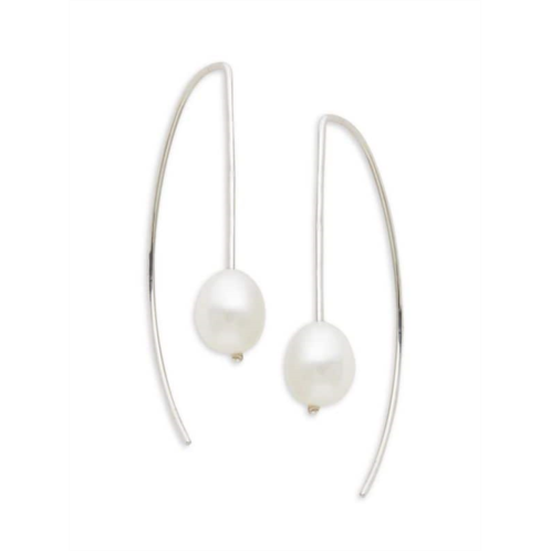 Saks Fifth Avenue Sterling Silver & 8MM x 10MM White Oval Cultured Pearl Threader Earrings