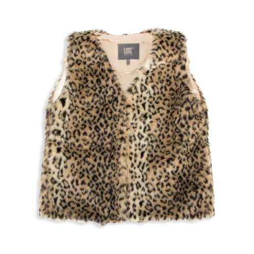 Luxe Faux Fur Leopard Print Faux Fur Vest
