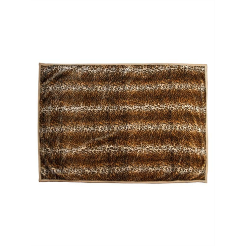 Luxe Faux Fur Leopard-Print Faux Fur Throw Blanket