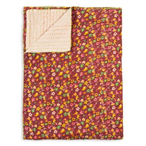 TAJ HOTEL Kantha Quilted Floral Patchwork Throw