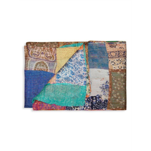 TAJ HOTEL Kantha Silk Quilted Patchwork Throw