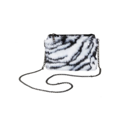 Luxe Faux Fur Faux Fur Zebra Pattern Shoulder Bag