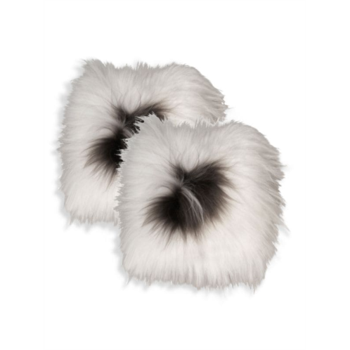 Natural 2-Pack Long Hair Icelandic Spotted Sheepskin Square Chair Pads