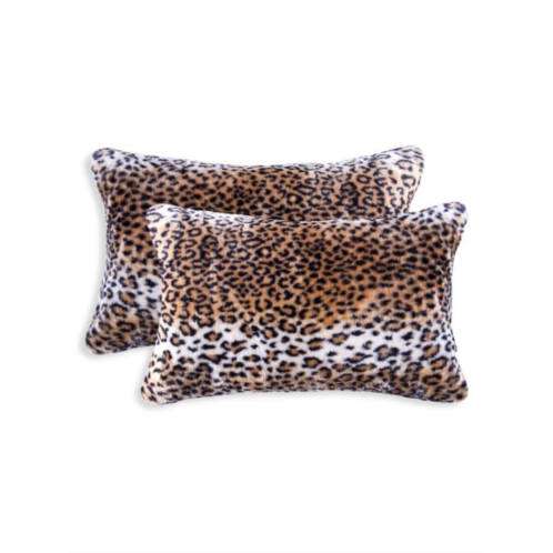 Luxe Faux Fur Belton 2-Pack Rectangular Leopard-Print Faux Fur Pillow Set