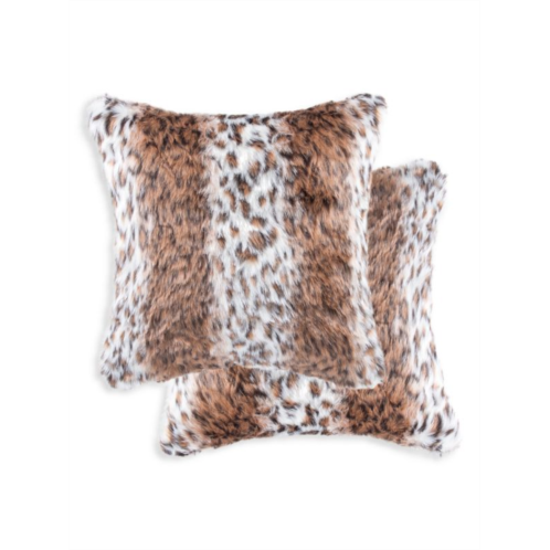 Luxe Faux Fur Belton 2-Pack Square Lynx-Print Faux Fur Pillow Set