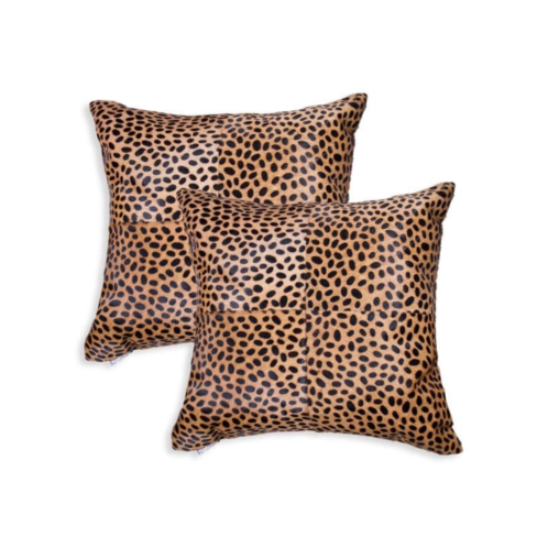 Natural 2-Pack Togo Quattro Square Cheetah-Print Cowhide Pillow Set