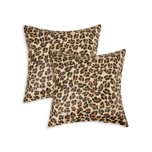 Natural 2-Pack Togo Square Leopard-Print Cowhide Pillow Set