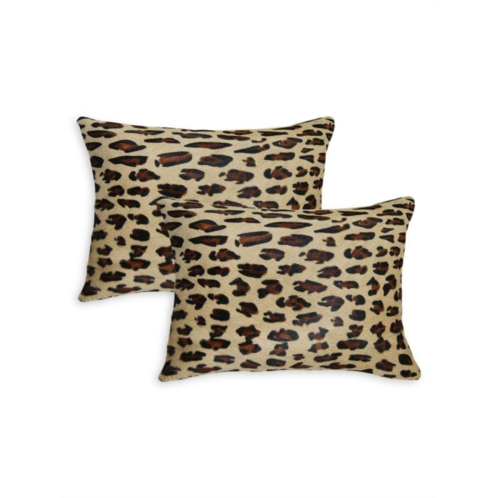 Natural 2-Pack Togo Rectangular Leopard-Print Cowhide Pillow Set