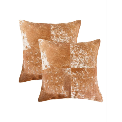 Natural 2-Pack Quattro Roan Square Cowhide Pillow Set