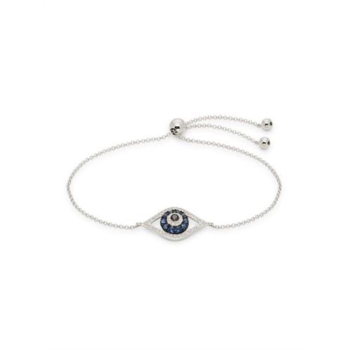 Effy 14K White Gold, Sapphire & Diamond Evil Eye Bolo Bracelet