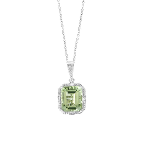 Effy 14K White Gold, Green Amethyst & Diamond Pendant Necklace