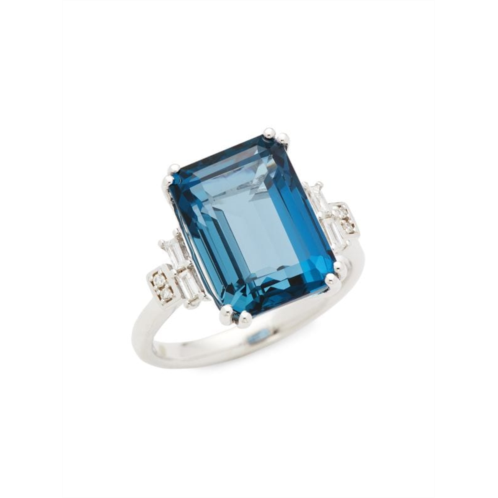 Effy 14K White Gold, London Blue Topaz & Diamond Ring/Size 7