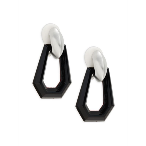 Kenneth Jay Lane Rhodium Plated Geometric Clip-On Drop Earrings