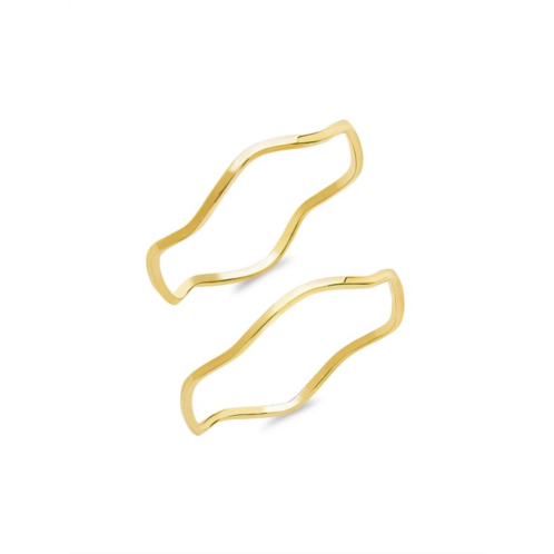 Sterling Forever 14K Gold Vermeil Sterling Silver 2-Piece Wave Stacking Ring Set