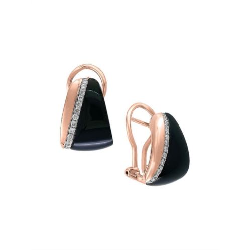 Effy 14K Rose Gold, Onyx & Diamond Contoured Trapezoid Earrings