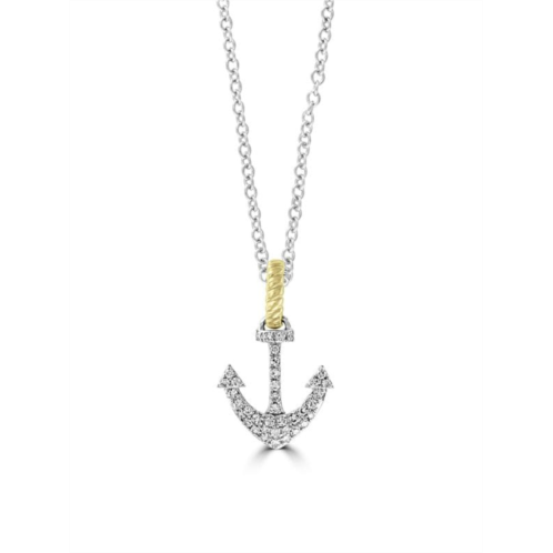 Effy 14K White & Yellow Gold Diamond Anchor Pendant Necklace