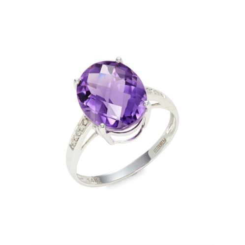 Effy 14K White Gold, Amethyst & Diamond Ring/Size 7