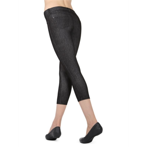 Memoi Zipper Cotton-Blend Capri leggings