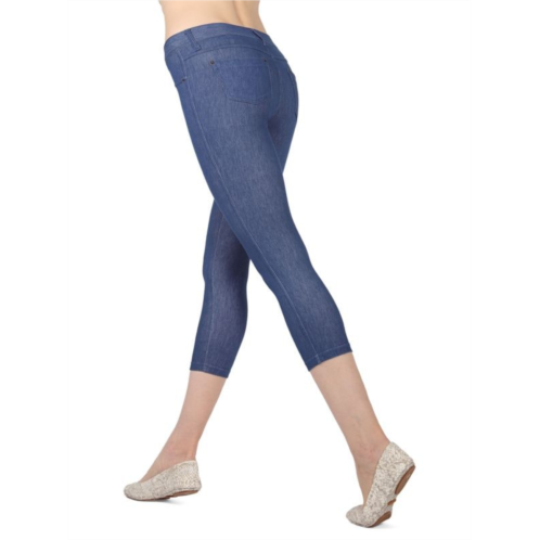 Memoi Zipper Cotton-Blend Capri leggings