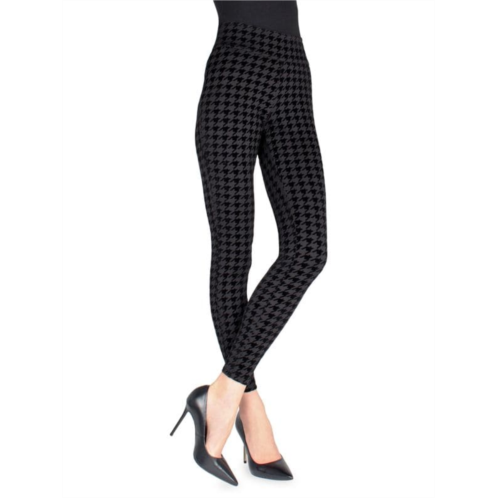 Memoi Houndstooth Faux Suede Shaping Leggings