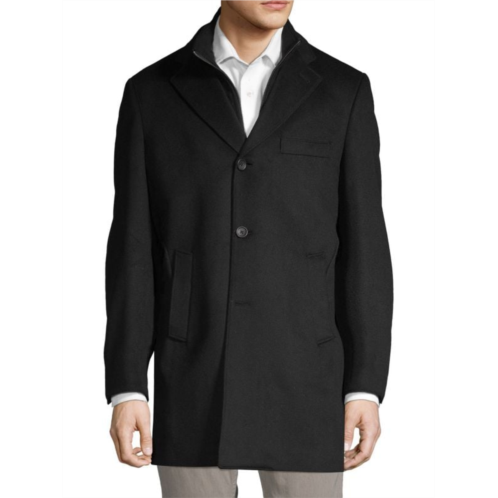 Saks Fifth Avenue Made in Italy Modern Fit Wool Blend Car Coat With Bib