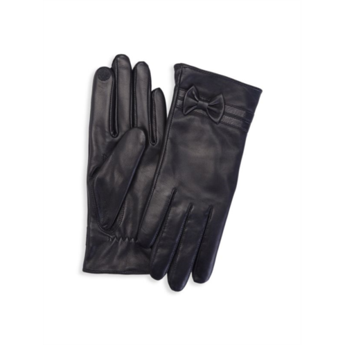 Royce New York Bow Touchscreen Leather Gloves