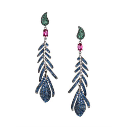 Eye Candy LA Luxe Jila Blue Feather Cubic Zirconia Drop Earrings