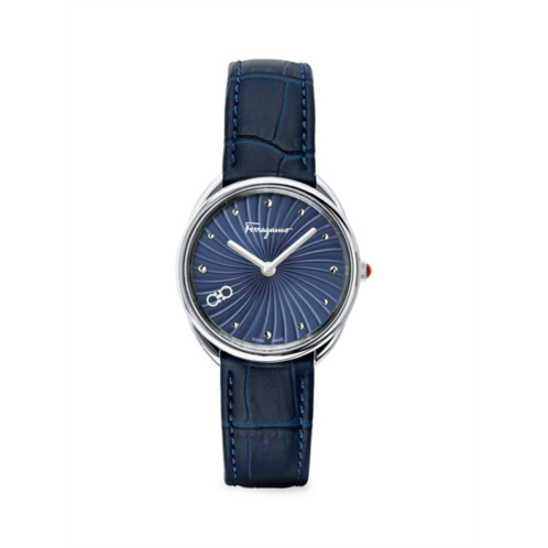 FERRAGAMO Cuir Stainless Steel & Leather Strap Watch