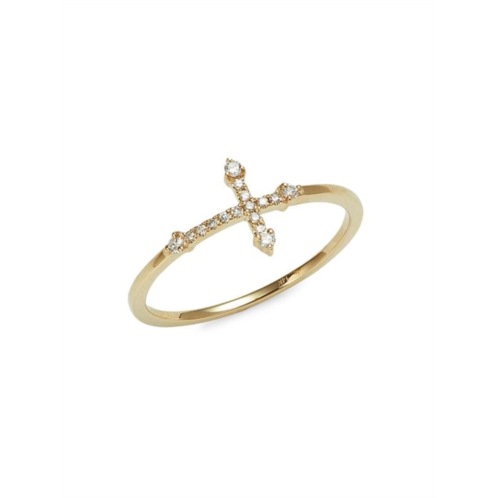 Saks Fifth Avenue 14K Yellow Gold & 0.09 TCW Diamond Cross Ring