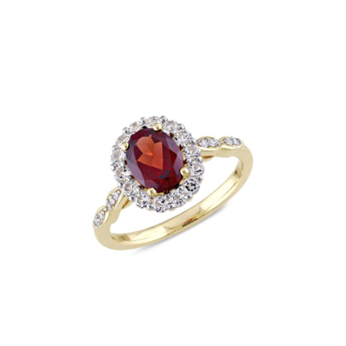 Sonatina 14K Yellow Gold, Garnet, White Topaz & Diamond Ring/Size 6