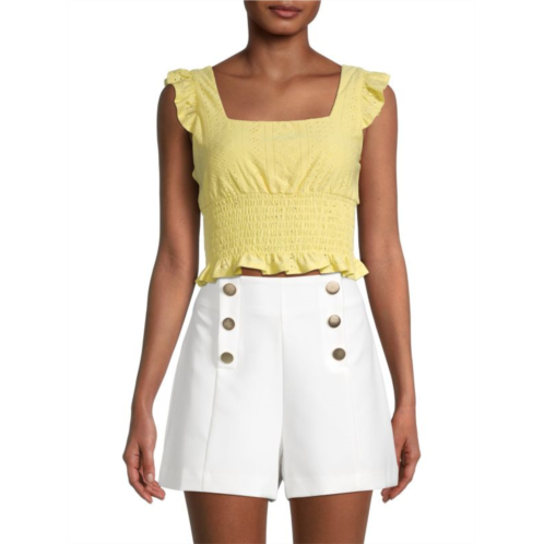 BCBGeneration Eyelet Cropped Top