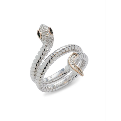 Effy 14K Rose Gold, Sterling Silver, Tsavorite & Diamond Snake Ring/Size 7