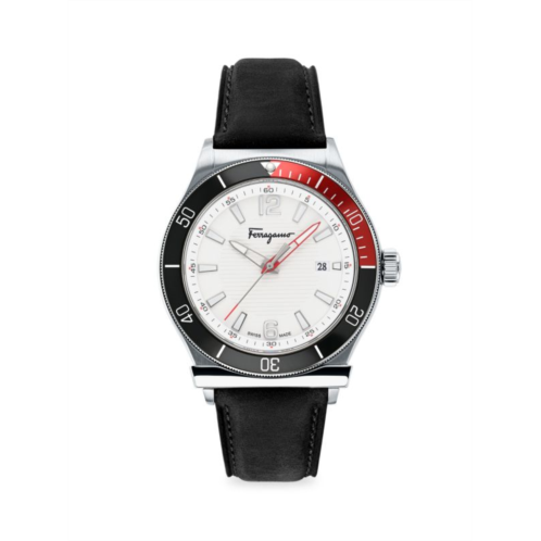 FERRAGAMO 1898 Sport Stainless Steel & Leather-Strap Analog Watch