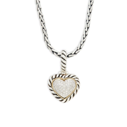 Effy Sterling Silver, 18K Yellow Gold & Diamond Heart Pendant Necklace