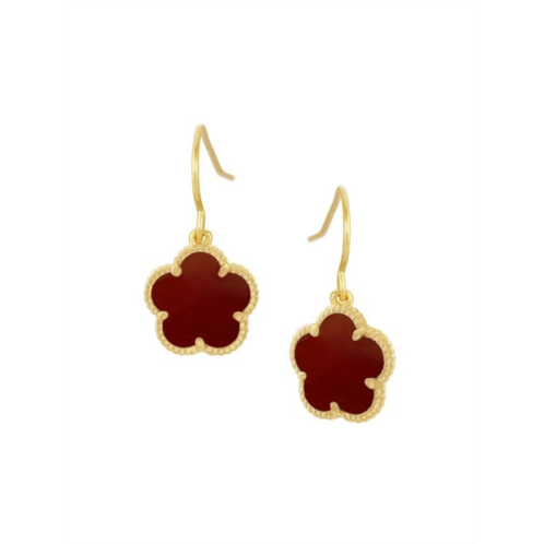 JanKuo Flower Goldplated & Coral Agate Dangle Earrings