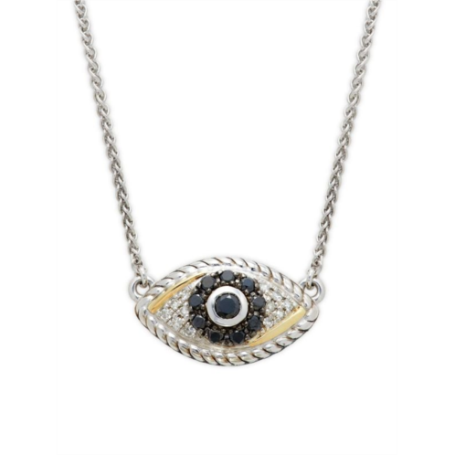 Effy ENY Sterling Silver, 18K Yellow Gold & Diamond Evil Eye Pendant Necklace