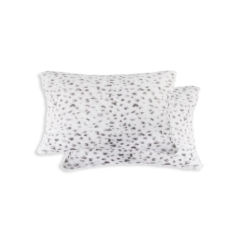 Luxe Faux Fur Belton 2-Pack Rectangular Snow Leopard-Print Faux Fur Pillow Set