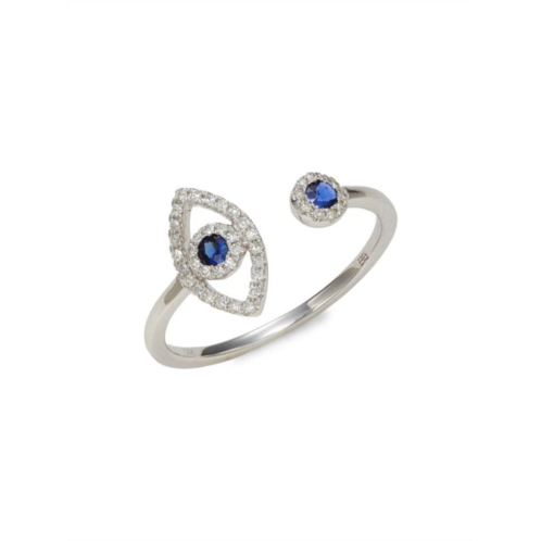 Effy 14K White Gold, Sapphire & Diamond Evil Eye Ring