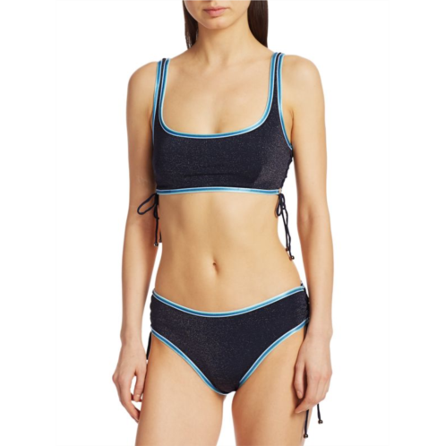 SIMKHAI Metallic Side Tie Bikini Top