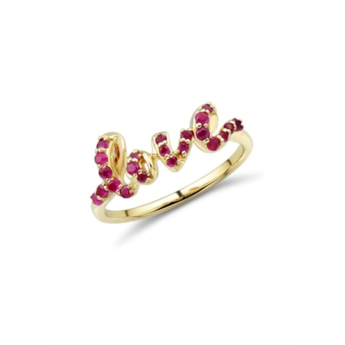 Saks Fifth Avenue 14K Yellow Gold & Ruby Love Ring