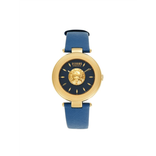 Versus Versace Stainless Steel & Leather Strap Watch