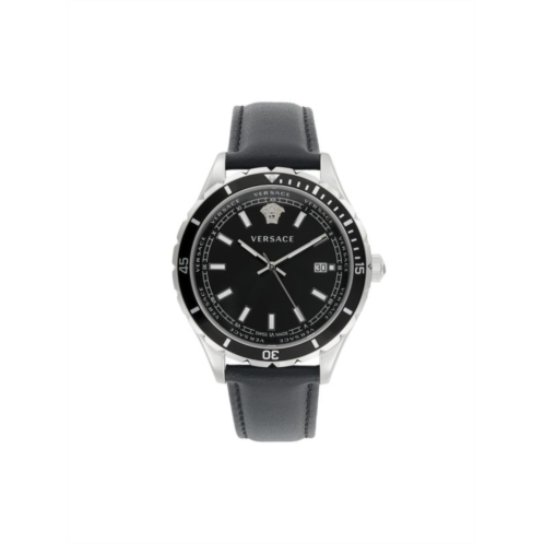 Versace Stainless Steel & Leather-Strap Watch