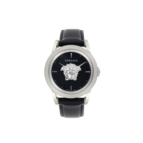 Versace Medusa Stainless Steel & Leather Strap Watch