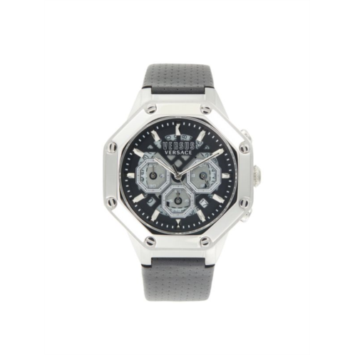 Versus Versace Palestro Stainless Steel & Leather Strap Chronograph Watch